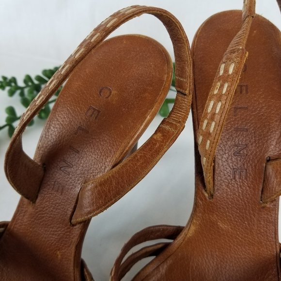 CELINE Leather Slingback Sandals - Picture 4 of 7